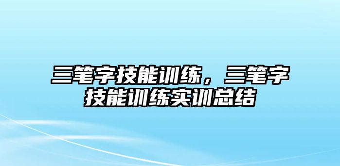 三筆字技能訓練，三筆字技能訓練實訓總結